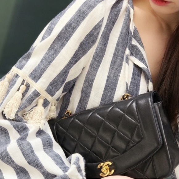 CHANEL DIANA 25 Single Flap Quilted Logo Lambskin Chain Bag - Picture 2 of 13